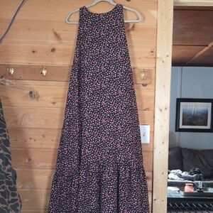 Boohoo Black and Pink Floral Maxi Dress